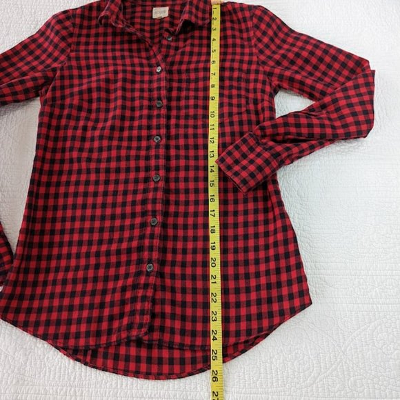 J. Crew The Perfect Shirt Red Black Plaid Flannel - Size XXS - Picture 9 of 9